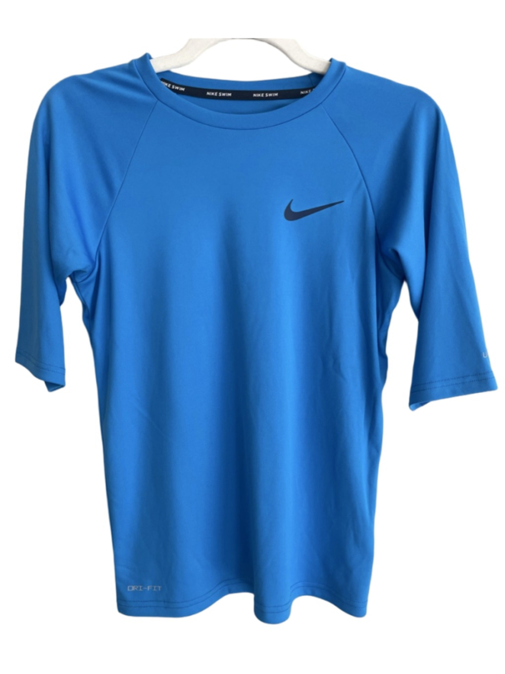 Nike Swim Rash Guard Blue Youth Large Short Sleeve Logo NWT